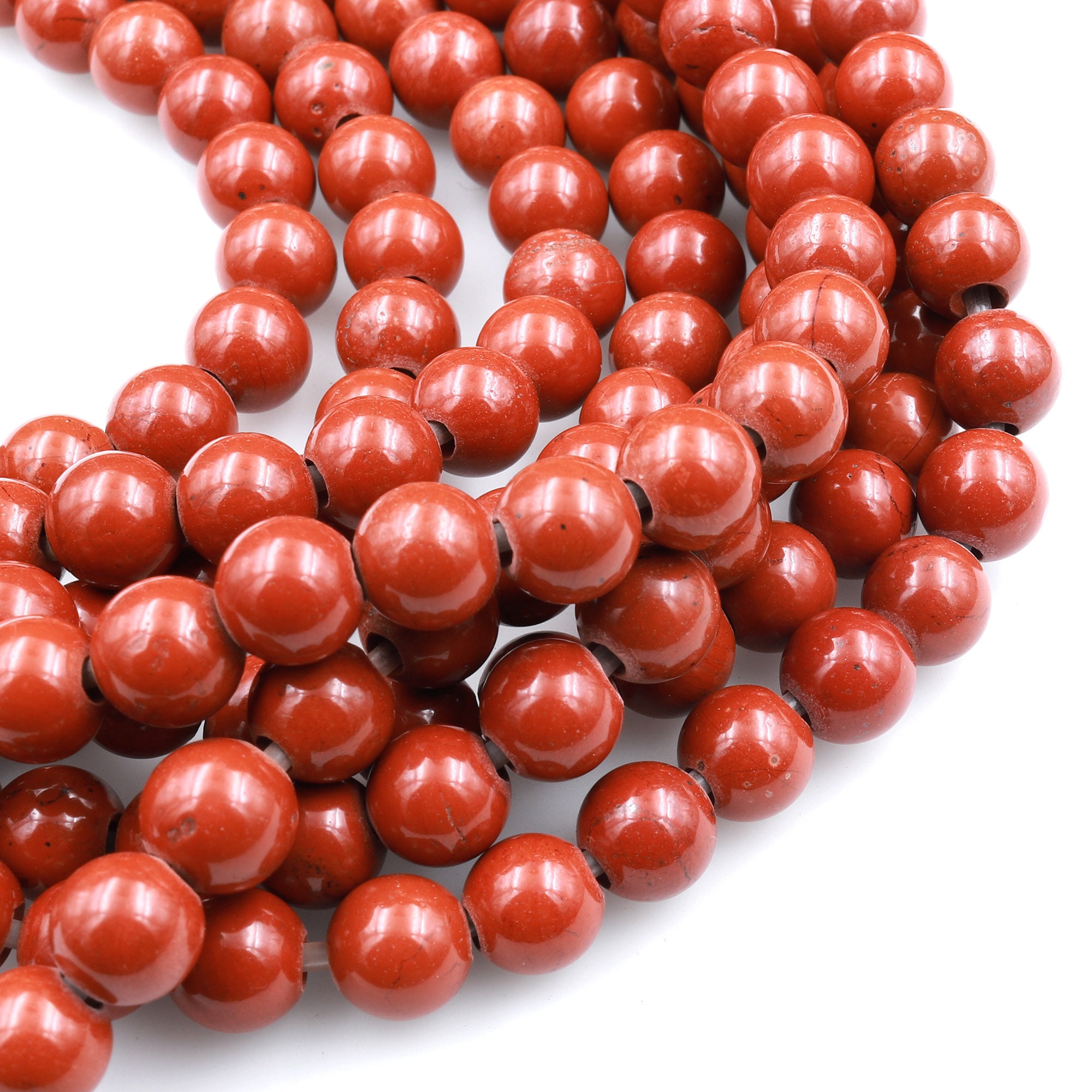 Large Hole Beads 2.5mm Drill Natural Red Jasper 8mm 10mm Round