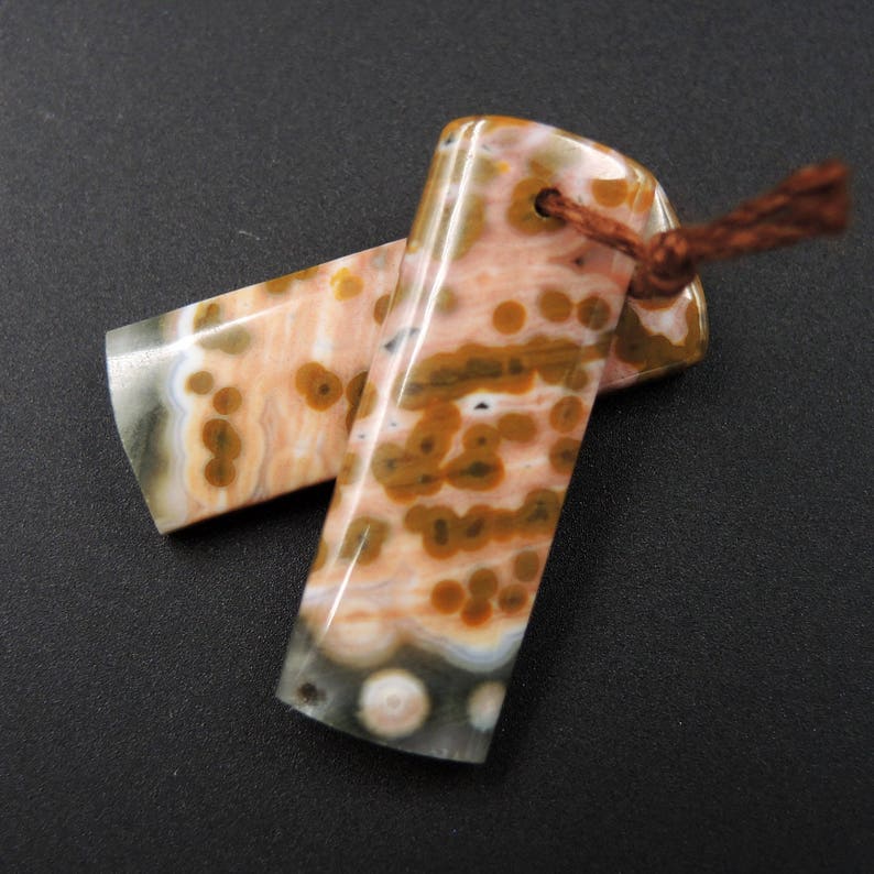 Natural Ocean Jasper Earring Pair Rectangle Cabochon Cab Pair Drilled Matched Earrings Bead Pair Natural Stone E1860
