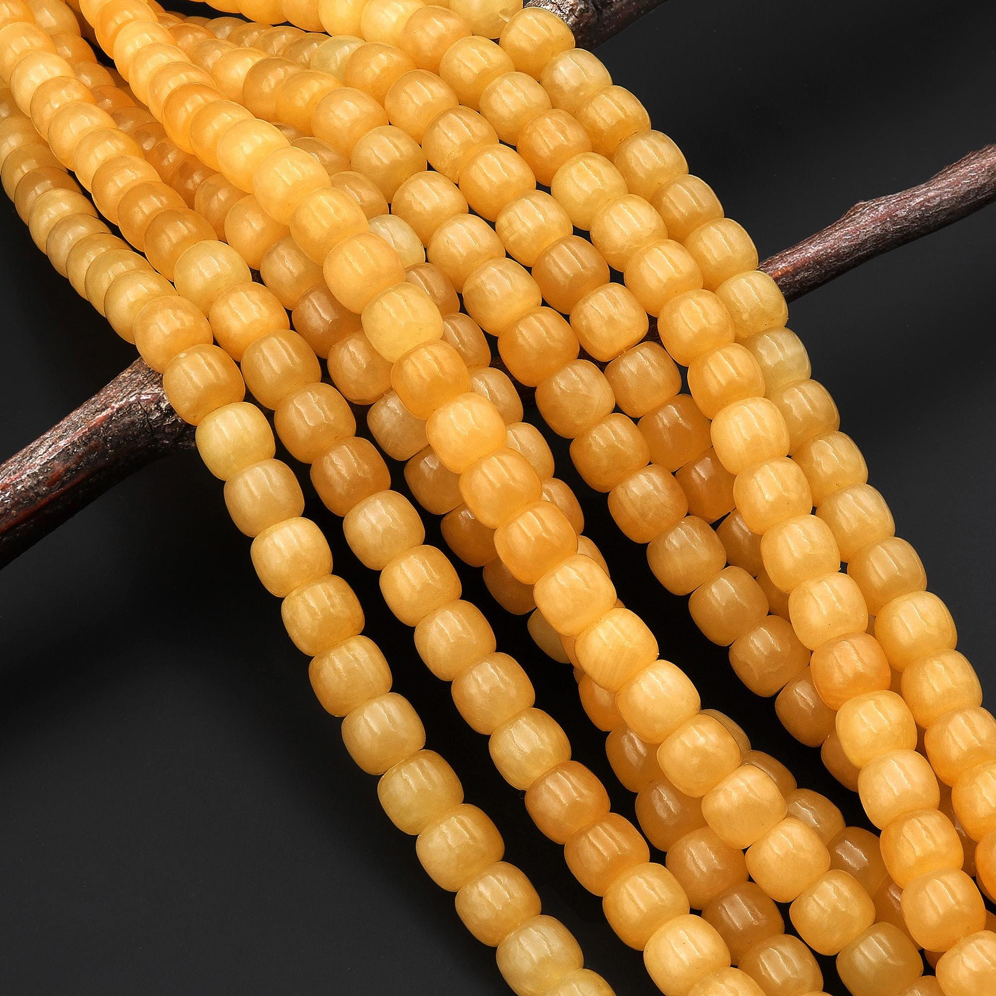 Natural Golden Honey Yellow Calcite 8mm Rounded Barrel Beads 15.5 ...