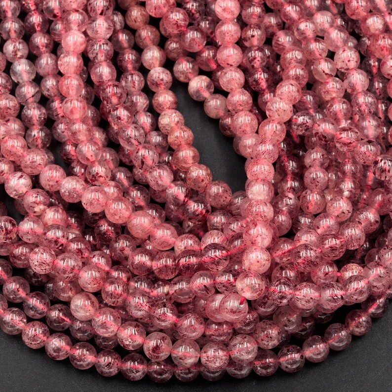 AAA Natural Strawberry Quartz 6mm 8mm 10mm Round Beads Real Genuine Natural Pink Red Quartz Extremely Translucent Gemstone Beads 16 Strand