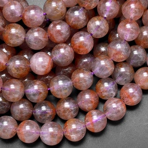 Piedra preciosa natural rara Auralite 23 Cacoxenita, cuentas redondas de 6 mm, 7 mm, 8 mm, 9 mm, 10 mm, 12 mm y 14 mm, cristal más antiguo y curativo, tira de 15,5&quot;