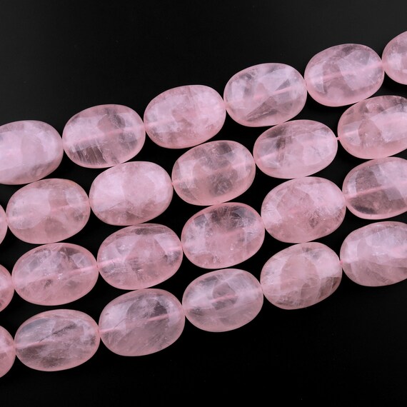 Rose Quartz oval beads aprox.6x8mm 14" top drilled natural color 
