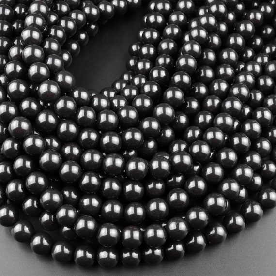 Perline Sciolte Rotonde In Pietra Naturale Di Emate Nera - Foto 6