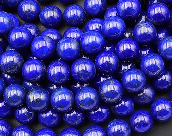 AAA+ Natural Blue Lapis 2mm 3mm 4mm 6mm 8mm 10mm 12mm Round Beads 15.5" Strand