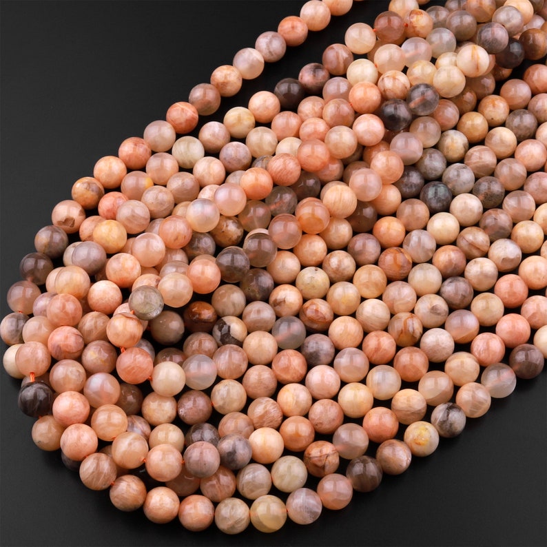Natural Golden Peach Moonstone 6mm 8mm 10mm Round Beads 15.5 Strand image 7