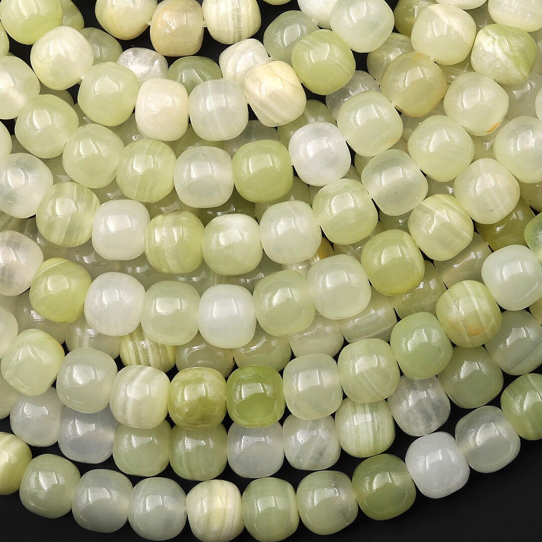 AAA Natural Green Calcite Short Cylinder Barrel 8mm Beads Aka ...