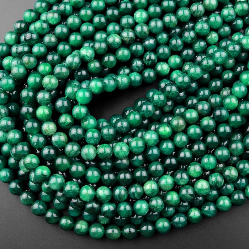 AAA Natural Green Mica Muscovite in Fuchsite 4mm 6mm 8mm 10mm Round Beads Gemstone 15.5 Strand image 2