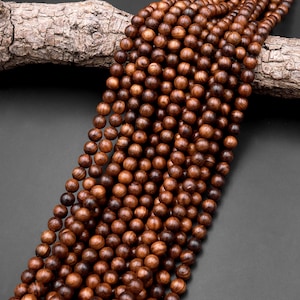 Natuurlijke zwarte palissander kralen 4mm 6mm 8mm 10mm 12mm donkerbruin hout geweldig voor Mala gebed meditatie therapie 15 Strand afbeelding 2