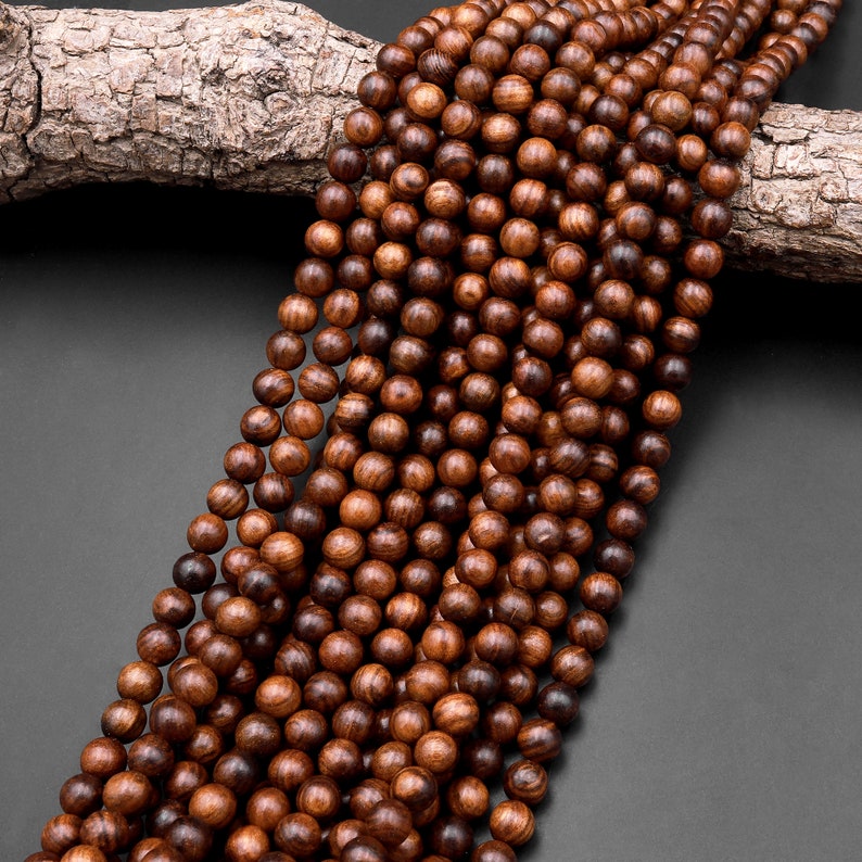 Natuurlijke zwarte palissander kralen 4mm 6mm 8mm 10mm 12mm donkerbruin hout geweldig voor Mala gebed meditatie therapie 15 Strand afbeelding 2