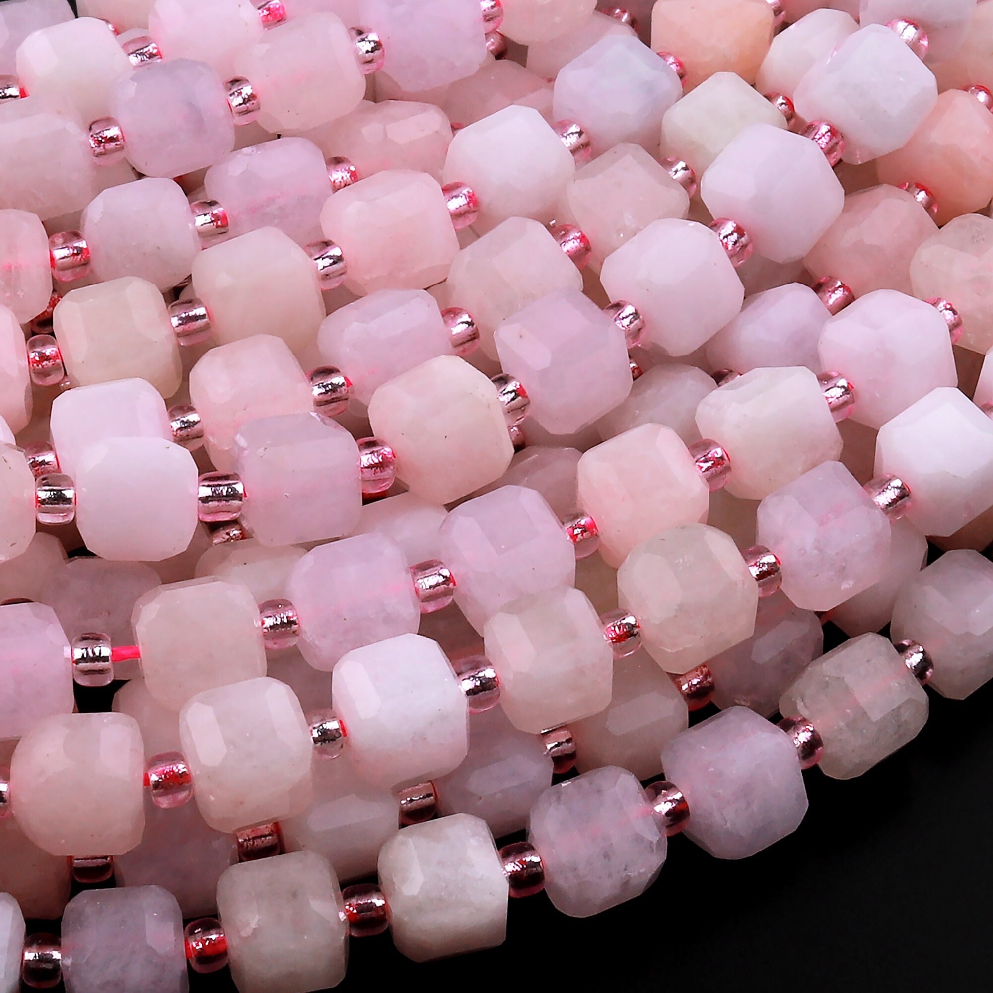 thumbnail image 2 of 5x8mm Pink Morganite Abacus Gemstone Rondelle Loose Beads - 15 Strand, Center-Drilled, Nickel-Free 2 of 3