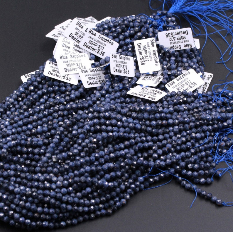 High Quality Natural Blue Sapphire Round Beads 2mm 3mm 4mm 5mm 6mm Faceted Round Beads Micro Cut Faceted Small Genuine Gemstone 15.5 Strand image 3