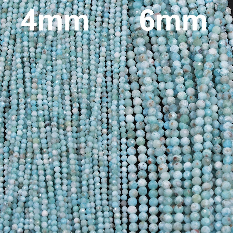 Natural Larimar Beads Micro Faceted Small 3mm Faceted 5mm Faceted Round Beads Genuine Natural Blue Larimar Gemstone A Grade 16 Strand