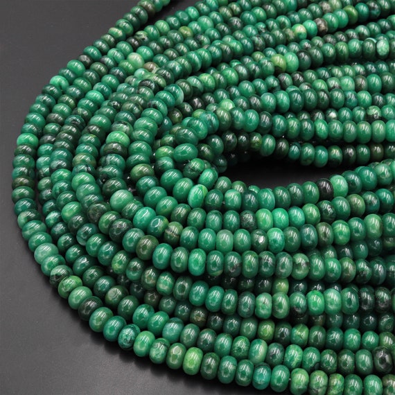 African Jade Beads, Natural Dark Green, 8mm Round - Golden Age Beads