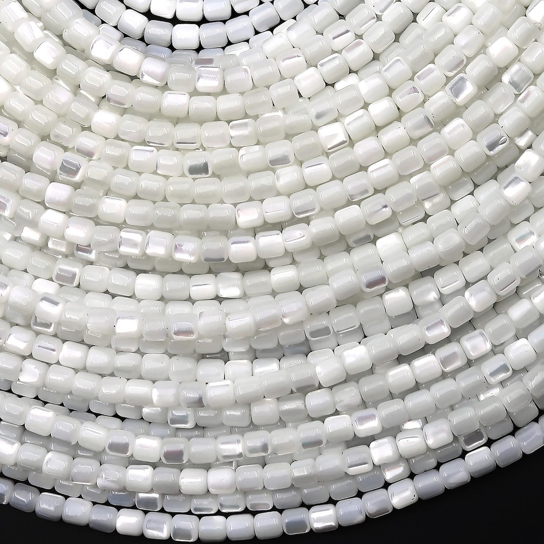 Natural White Mother of Pearl Shell Short Cylinder Rounded Tube Beads ...