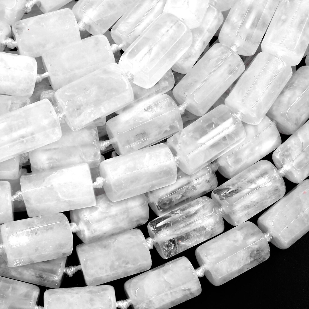 AAA Natural Rock Crystal Quartz Beads Faceted Tube Pristine White