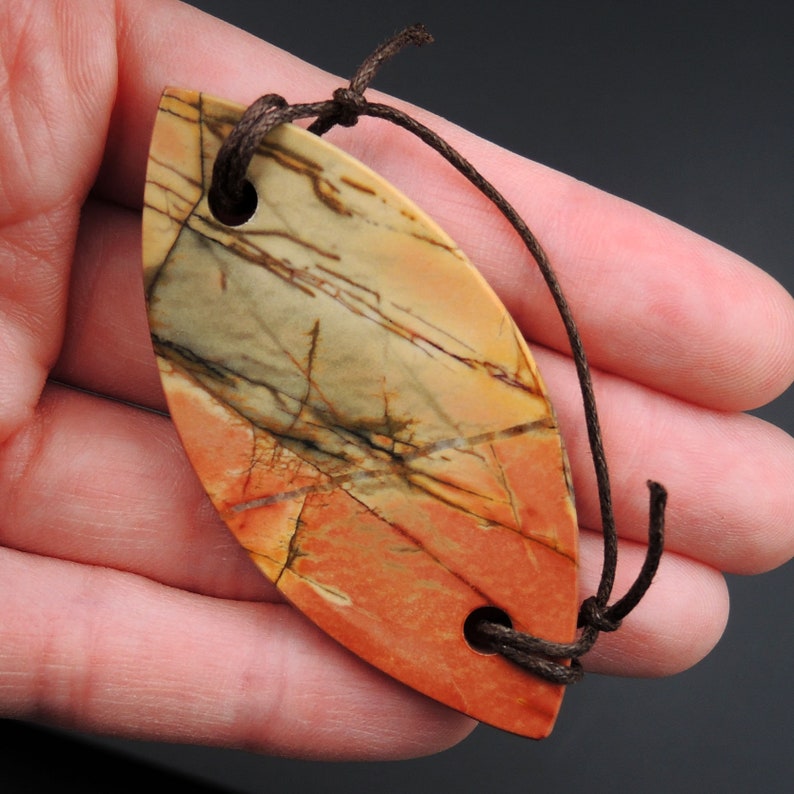 Red Creek Jasper Pendant Cherry Creek Jasper Pendant Multicolor Picasso Jasper Natural Stone Pendant Two Hole Drilled Pendant P1425