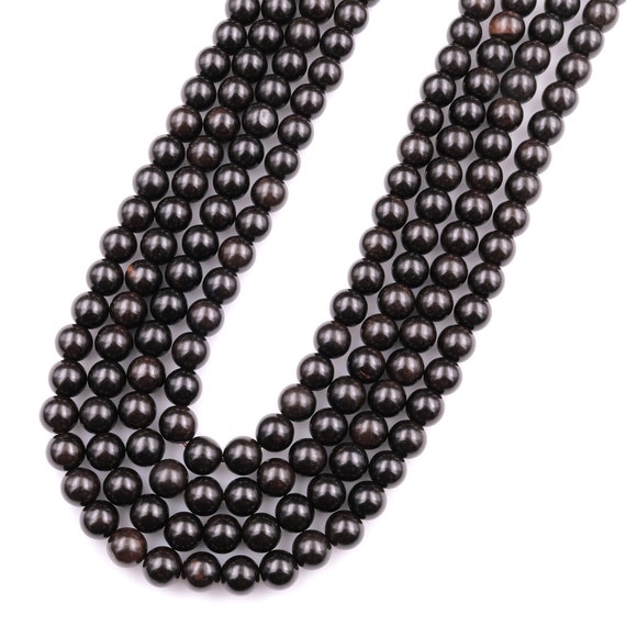 Natural Black Kamagong Ebony Wood Beads 4mm 6mm 8mm 10mm