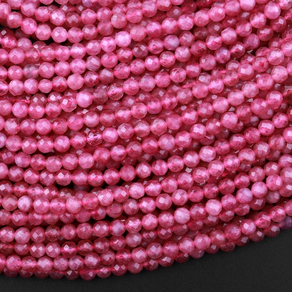 Wholesale Faceted 4MM Natural Stone Beads Amethysts Pink Crystal Tourmaline Gem  Beads For Jewelry Making DIY Bracelet necklace