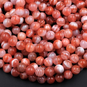 Extremely Rare AAA Natural Moroccan Red Banded Agate 4mm 6mm 8mm 10mm Round Bead 15.5 Strand image 3