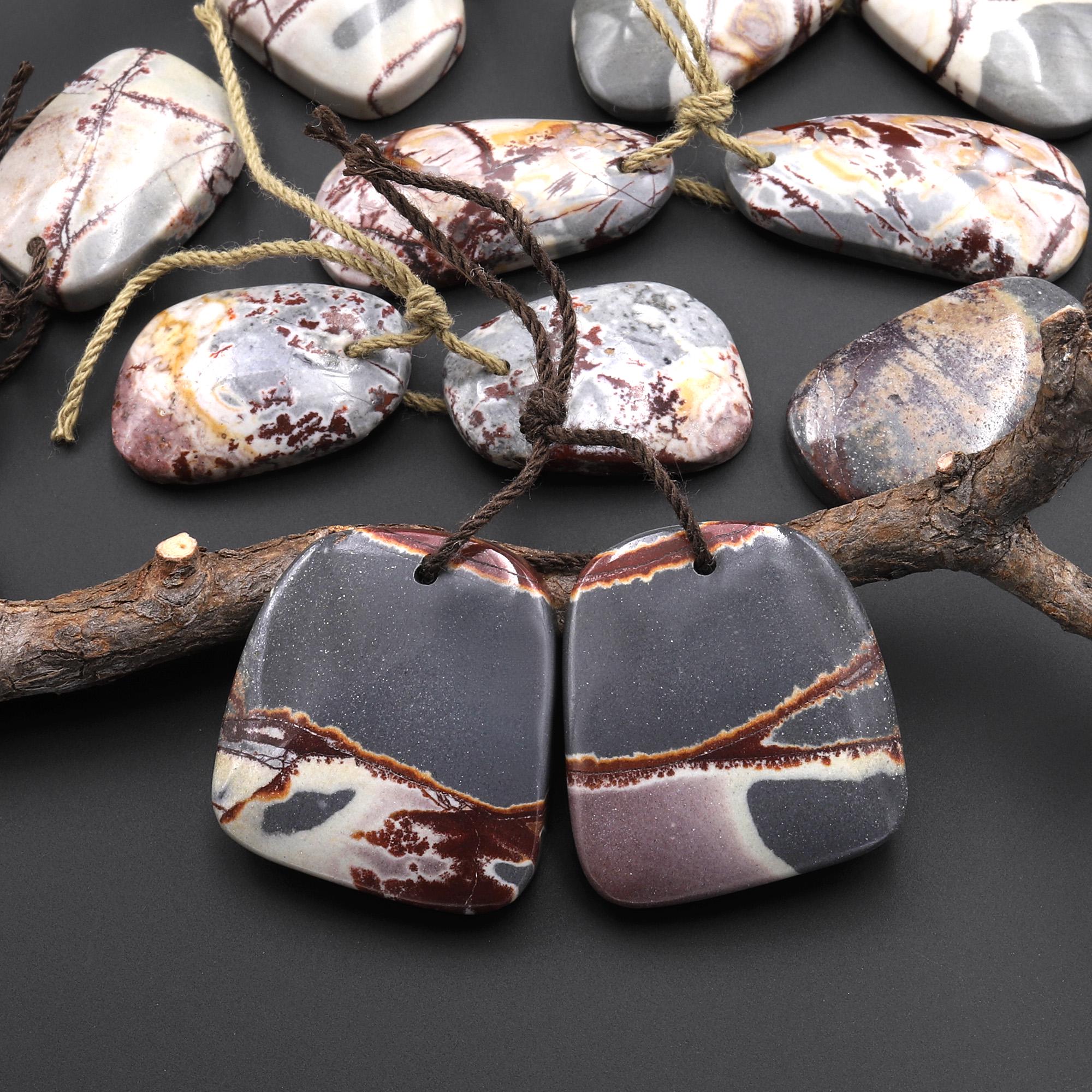 ★Y0102★古代石 (241) 二眼　縞瑪瑙　護符石　出土アミュレットストーン Natural Sonora Dendritic Rhyolite Jasper Freeform Organic Shape