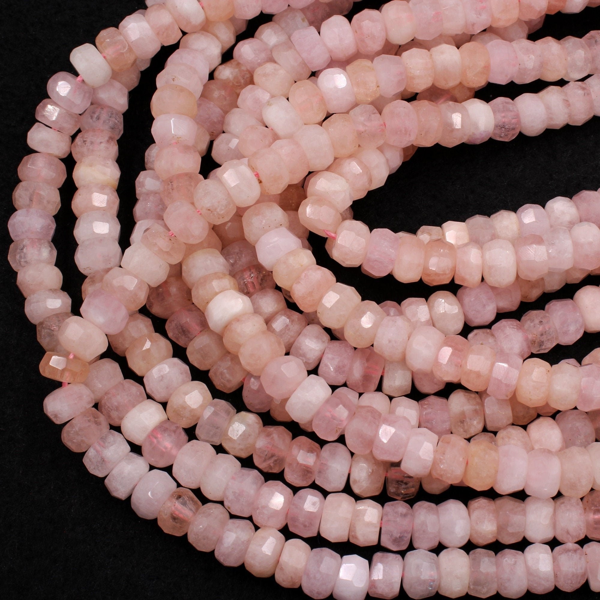 Necklace Jewelry Making Beading Accessories 4mm Faceted Morganite Strand Morganite Roundelle Gemstone Beads