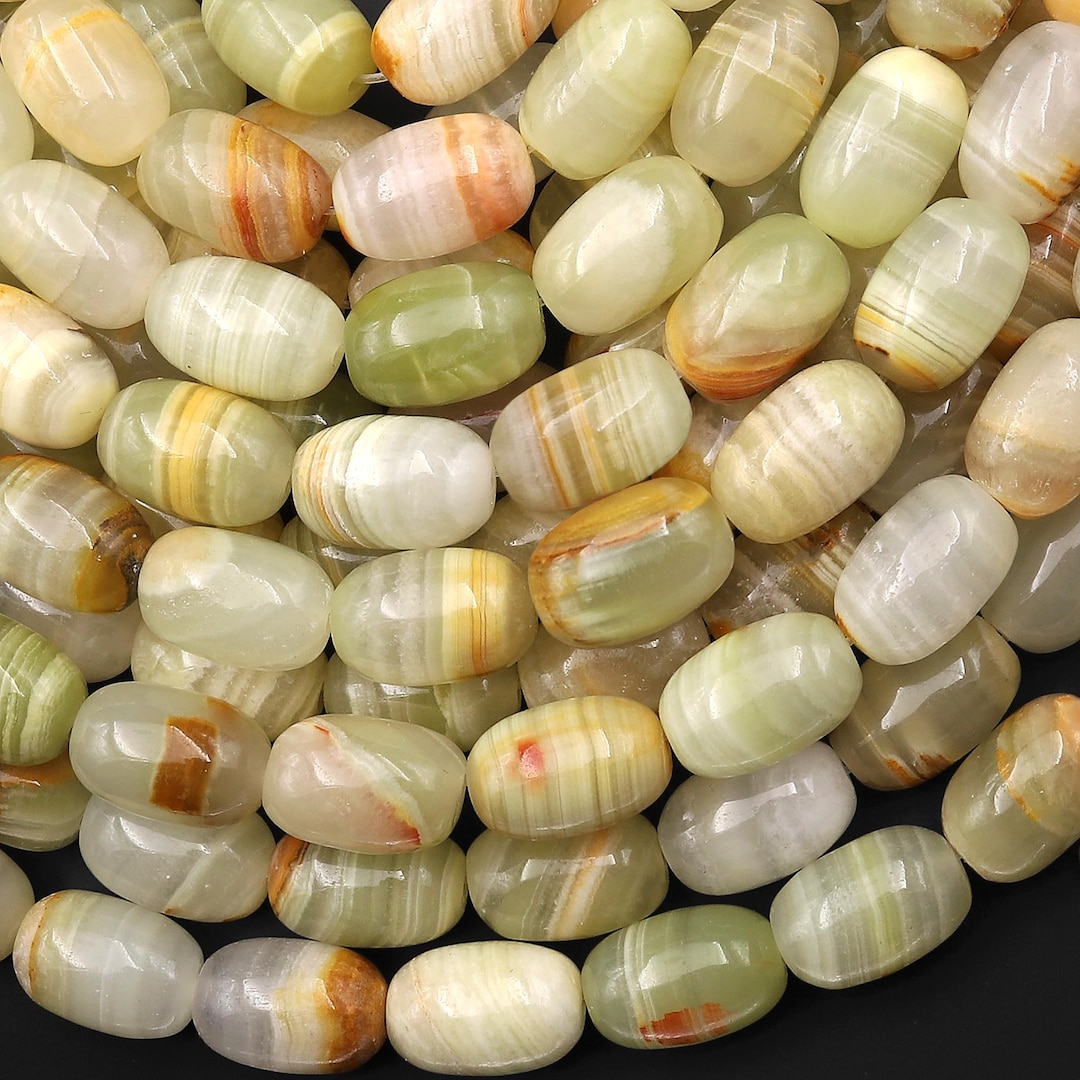 AAA Natural Green Calcite Barrel Beads Aka Afghanistan Jade 15.5 ...
