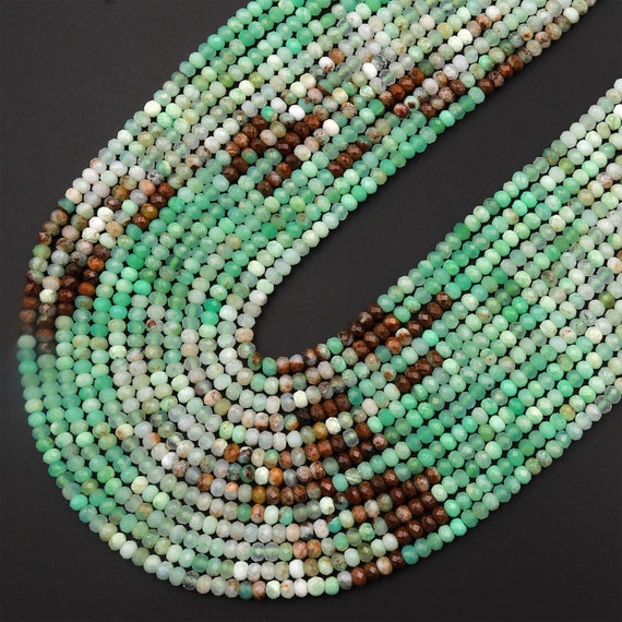 6x4mm Natural Green Chrysoprase Rondelle Beads 16" 