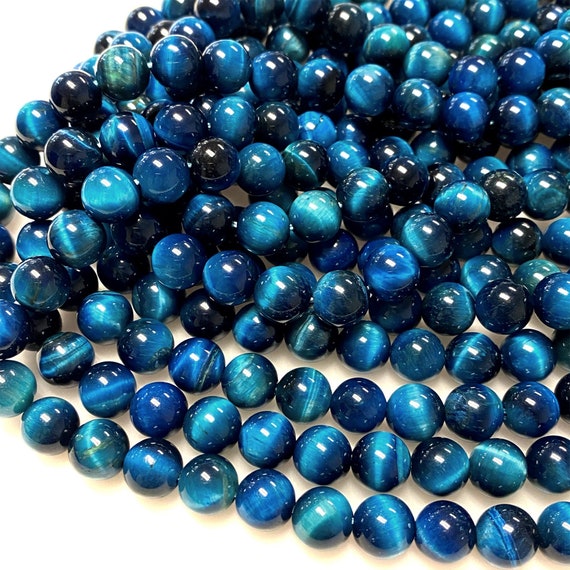 AAA Mystic Blue Tiger's Eye 4mm 6mm 8mm 10mm Smooth Round Beads 15.5 Strand  