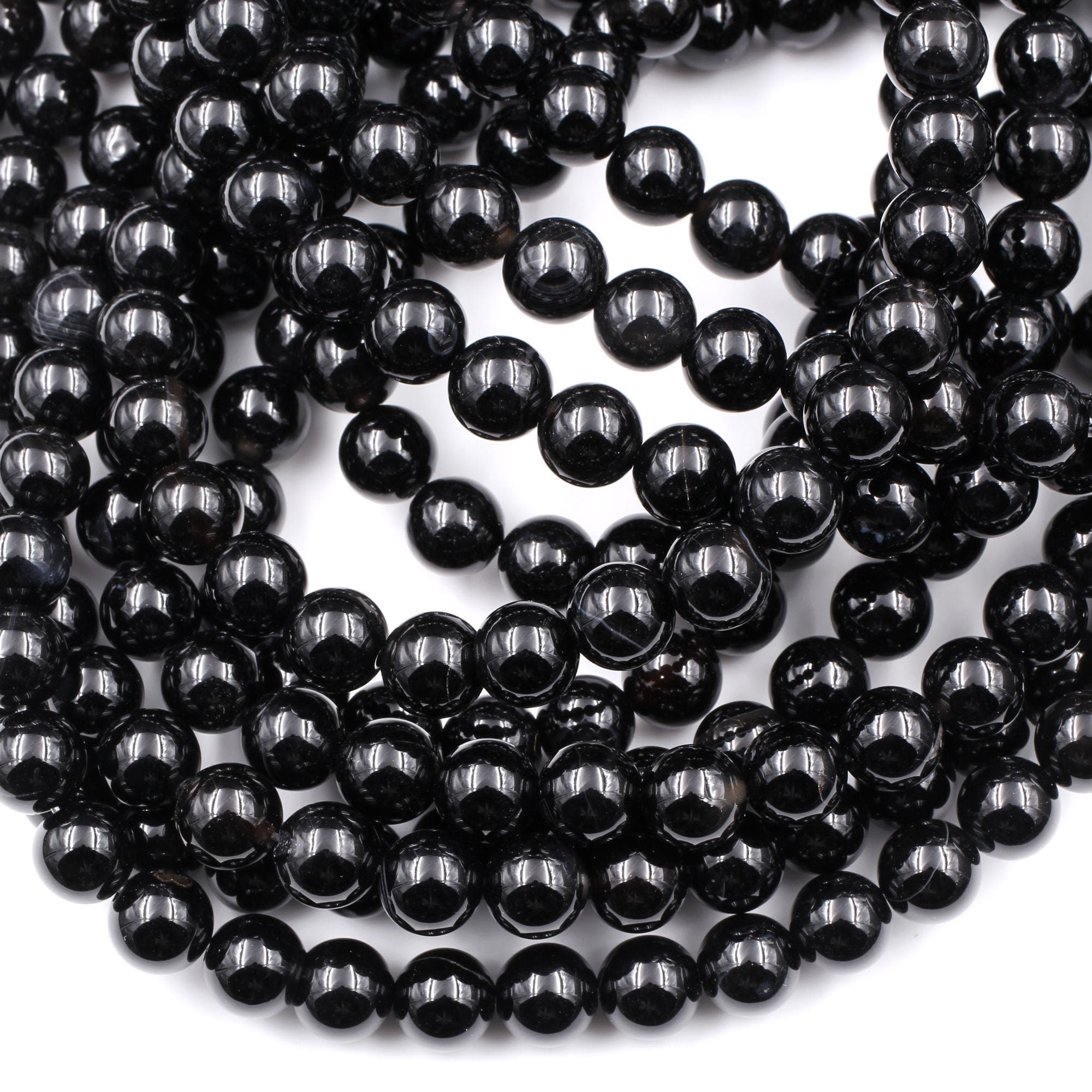 AAA Grade Natural Black Onyx Round Beads 2mm 3mm 4mm 6mm 8mm 10mm 12mm 14mm High Quality Natural Black Gemstones 15.5" Strand