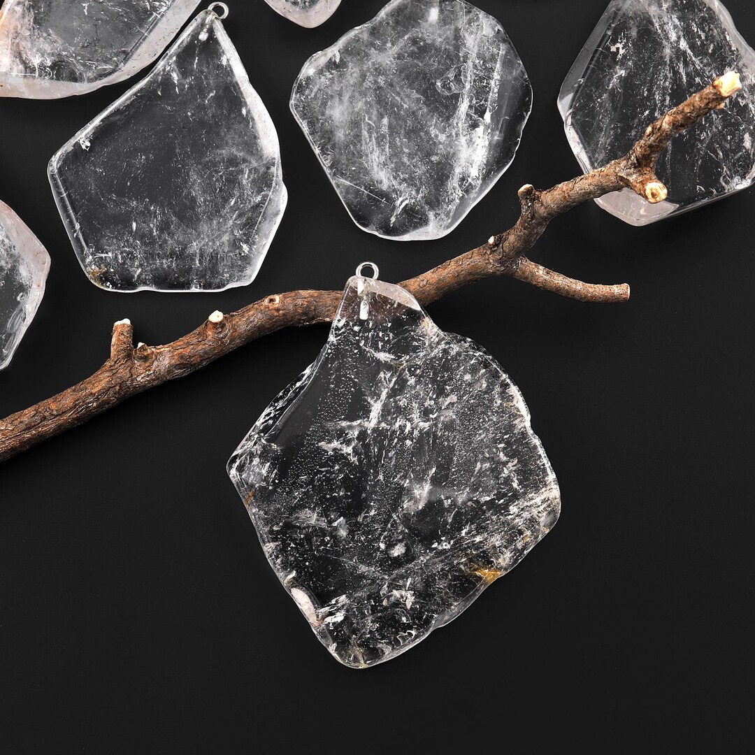 Translucent Rocks Bunnings Large Translucent Natural Rock Quartz Freeform Slab Pendant - Etsy