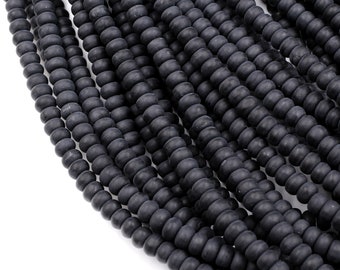 Matte Natürliche Onyx Rondelle 4 mm 6 mm 8mm Perlen Qualität Natürliche Schwarze Edelsteine 15,5 "Strang