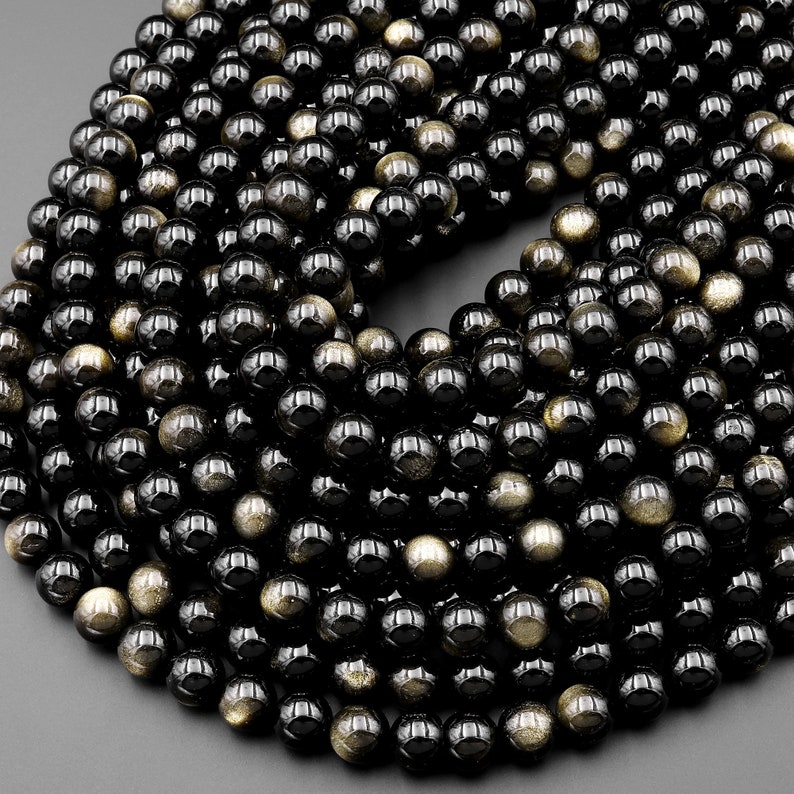 AAA Natural Golden Obsidian Beads 8mm 15.5" Strand image 2