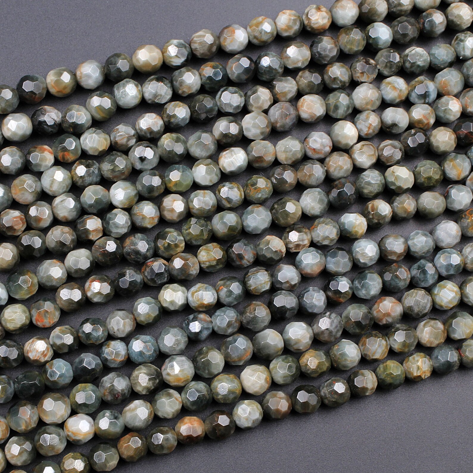 Eagle Eye Beads Faceted 6mm Round Beads Hawk Eye Beads | Etsy