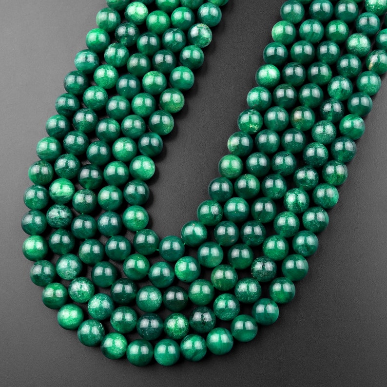 AAA Natural Green Mica Muscovite in Fuchsite 4mm 6mm 8mm 10mm Round Beads Gemstone 15.5 Strand image 6
