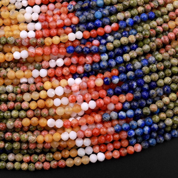 Genuine Faceted Multicolor Mix Gem Drilled Beads Strand