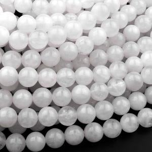 Natural White Jade Smooth Round 4mm 6mm 8mm 10mm Beads 15.5" Strand