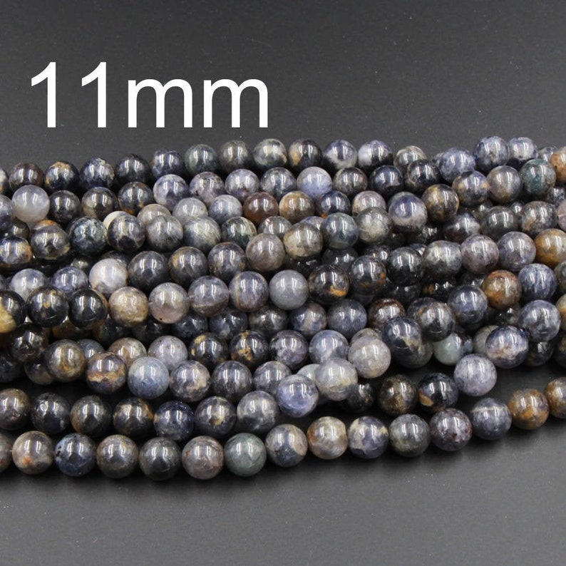 Natural Iolite 7mm 8mm 10mm Round Beads Real Purple Blue Gemstone 15.5 Strand