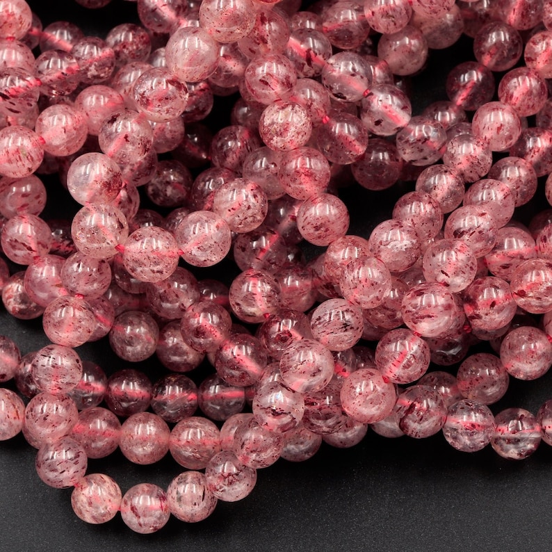 AAA Natural Strawberry Quartz 6mm 8mm 10mm Round Beads Real Genuine Natural Pink Red Quartz Extremely Translucent Gemstone Beads 16 Strand