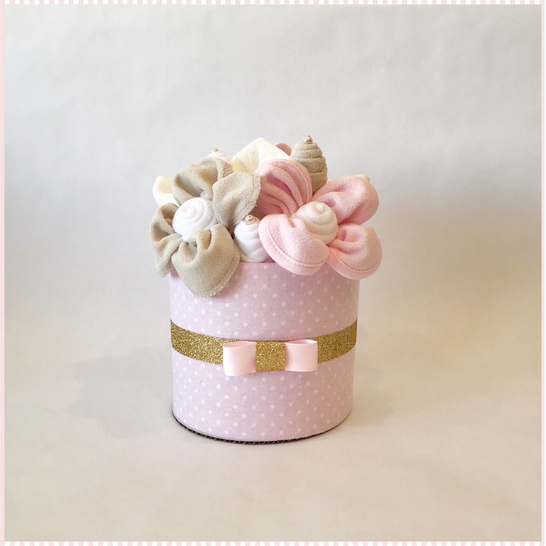 Pink and Gold Baby Shower DecorNew Baby Gift Pink and Gold Mini Diaper Cake Centerpiece for Girl