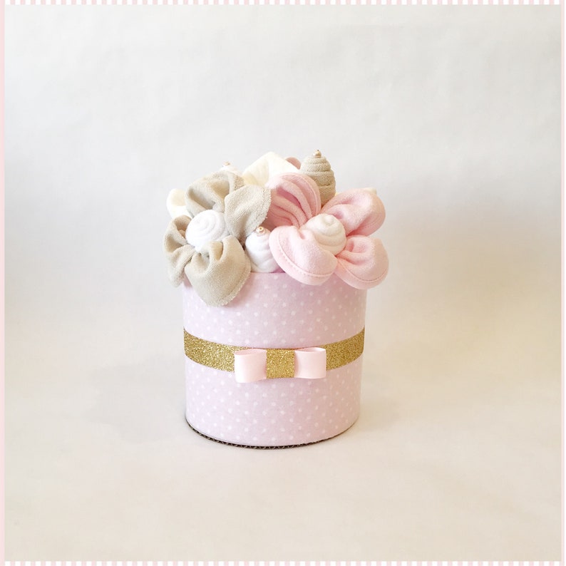 Pink and Gold Baby Shower DecorNew Baby Gift Pink and Gold Mini Diaper Cake Centerpiece for Girl