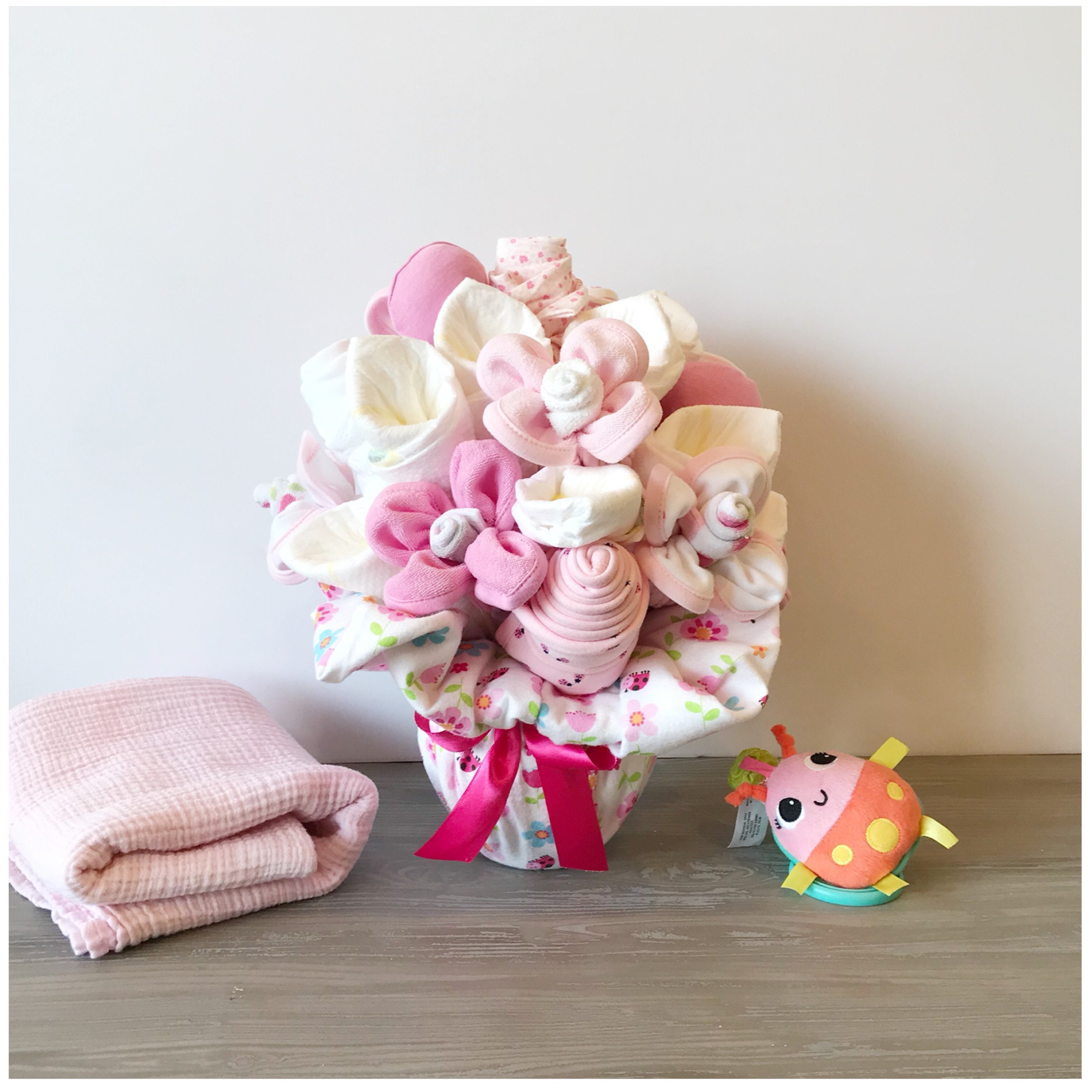 Baby Girl Gift Basket Pink Floral Nursery Decor Pink Baby Etsy