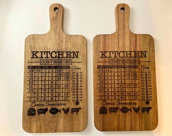 Kitchen Conversion Chart Wooden Cutting Board