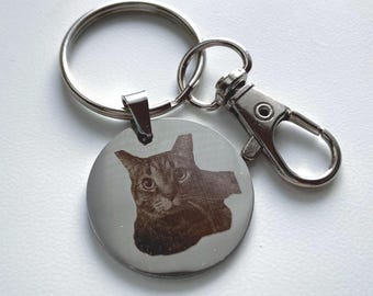 Personalized Photo Keychain – Laser Engraved Stainless Steel Pendant
