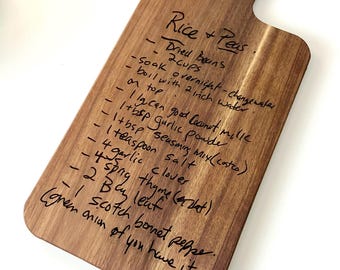 Custom Handwritten Recipe Cutting Board, Laser Engraved Wood Kitchen Keepsake