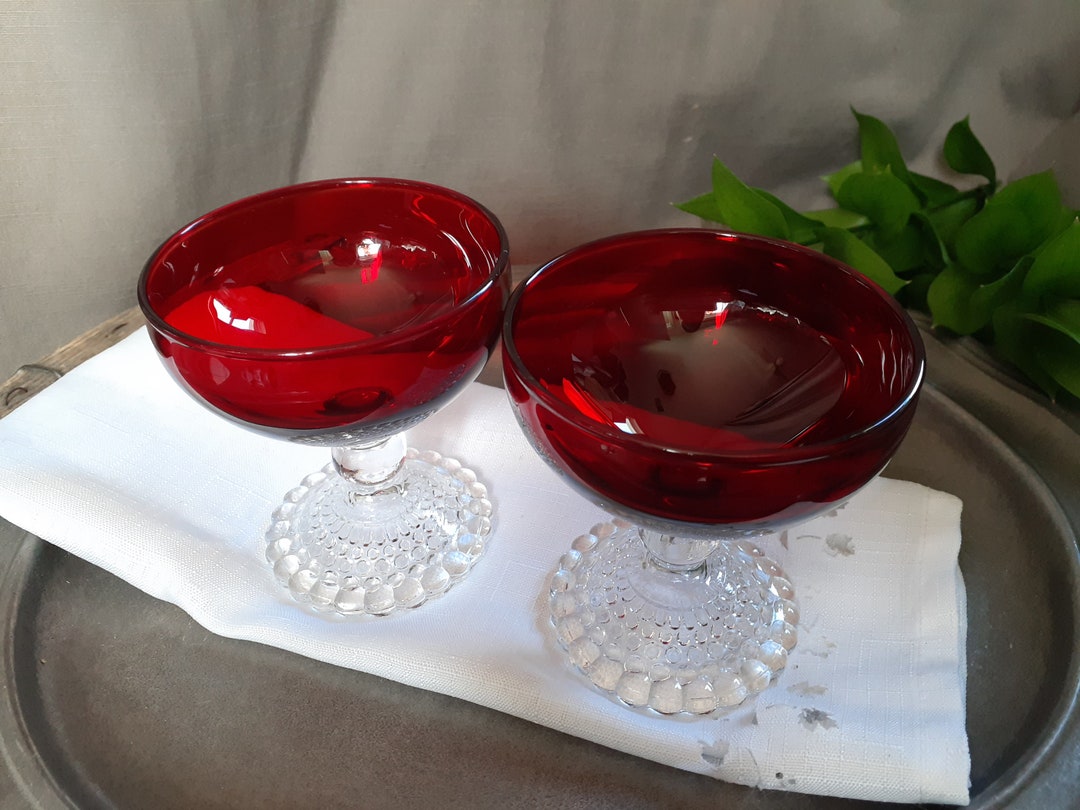 Royal Ruby Bubble Footed Coupe Champagne Glasses Set of 2 - Etsy