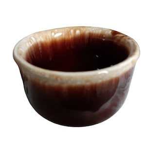 McCoy Pottery USA Brown Drip Custard Cup #2010 -  Vintage Serving Piece 1968--  Condiment Bowl,  Dip Bowl -  Garden Mirror Brown