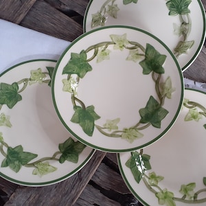 Vintage China Franciscan Ware Ivy USA B & B plates / Cake Plates Set of 4 - c1968-78  Vintage Green Ivy Dishes Cottage Core, Garden, Kitchen