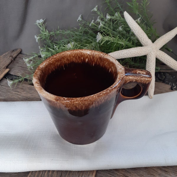 Hull Pottery USA Brown Drip Mug -Vintage Stoneware O Handle - Coffee Tea Hot Chocolate Vintage Mug  Cottage Core  Retro Kitchen 1960s 70s