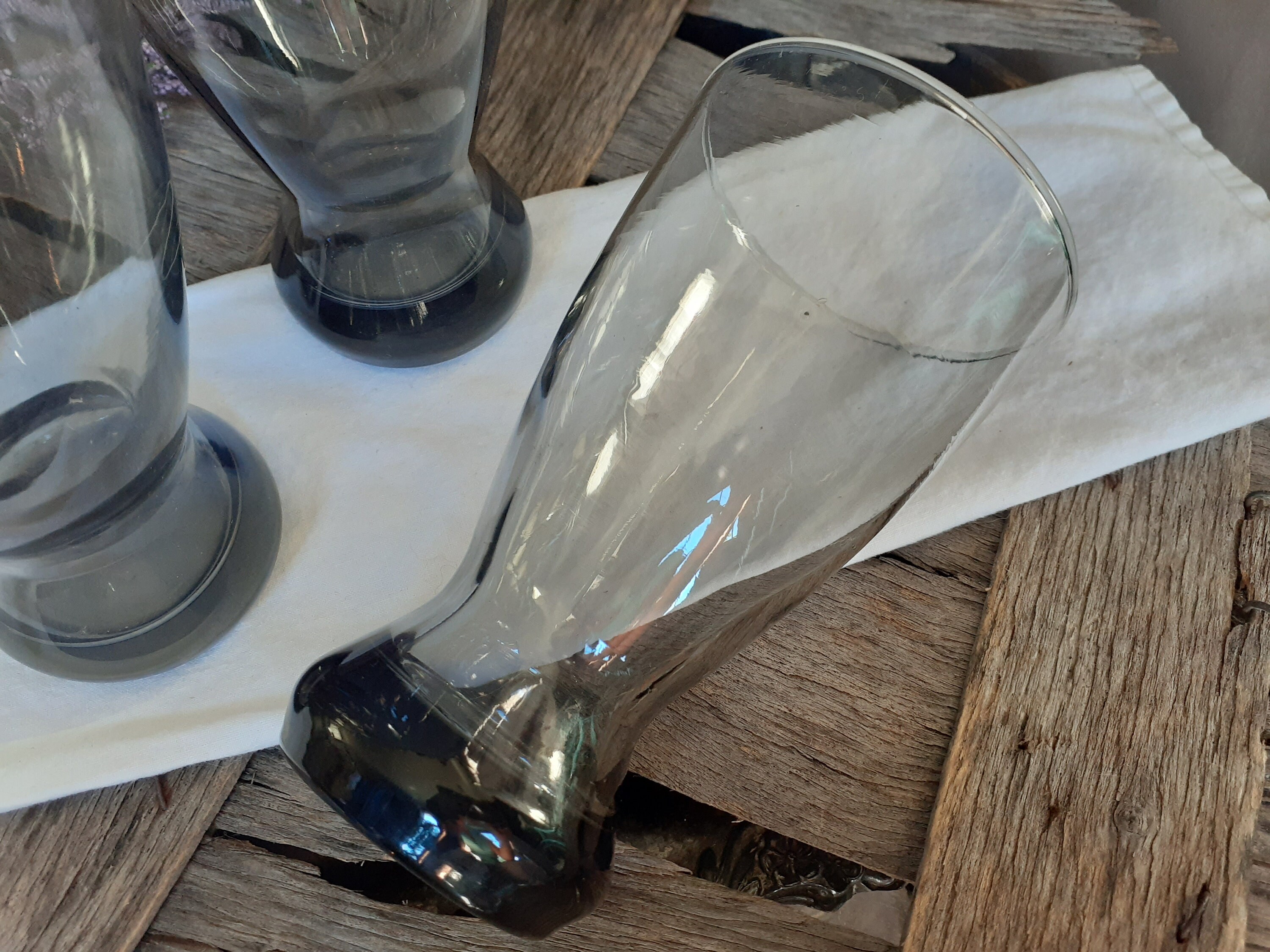 Smoke Black 16 Oz. Drinking Glasses Set of 4 Mid Century Etsy UK