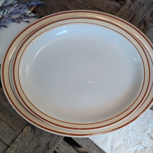Vintage Platters Homer Laughlin Best  China - Set of 2 - Restaurant Ware 1980s  Brown and Cream (pale yellow) Trim - Serving Plates, Trays ,